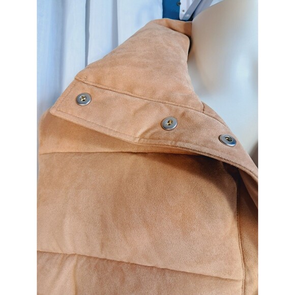 Express Faux Suede Tan Puffer Vest Zip Sample Size Mens Small Womens Large - Picture 5 of 15